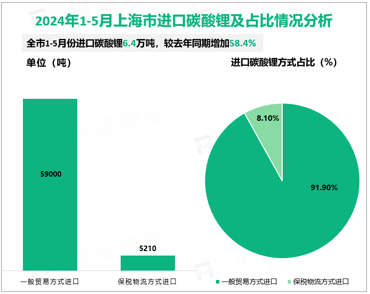 2024年1-5月上海市进口碳酸锂及占比情况分析