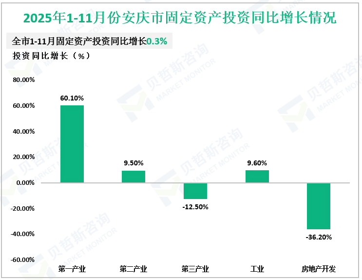 2025年1-11月份安庆市固定资产投资同比增长情况