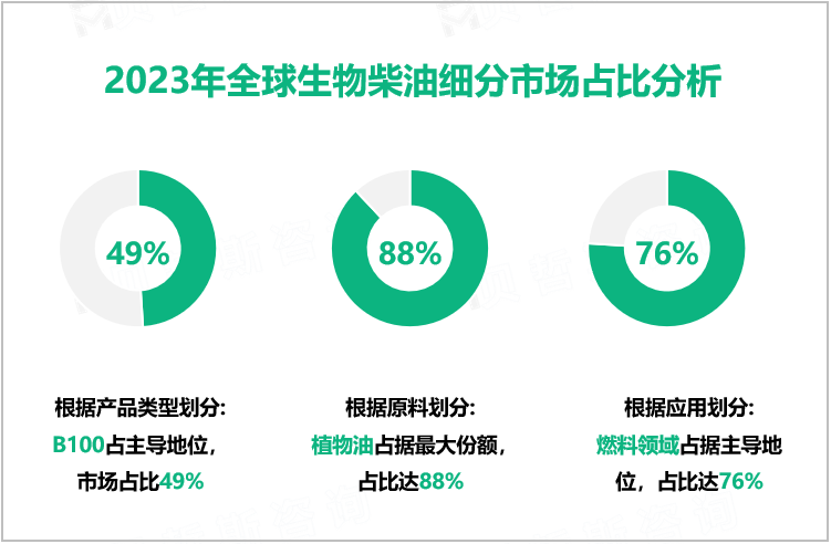 2023年全球生物柴油细分市场占比分析