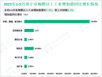 2025年1-5月济宁市规模以上工业增加值增长7.3%，较上月回落0.1%