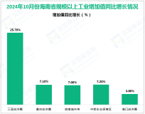 2024年10月份海南省规模以上工业增加值同比增长8.2%，增速较上月加快5.5%