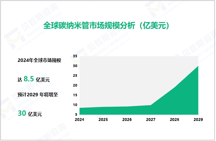 全球碳纳米管市场规模分析（亿美元）