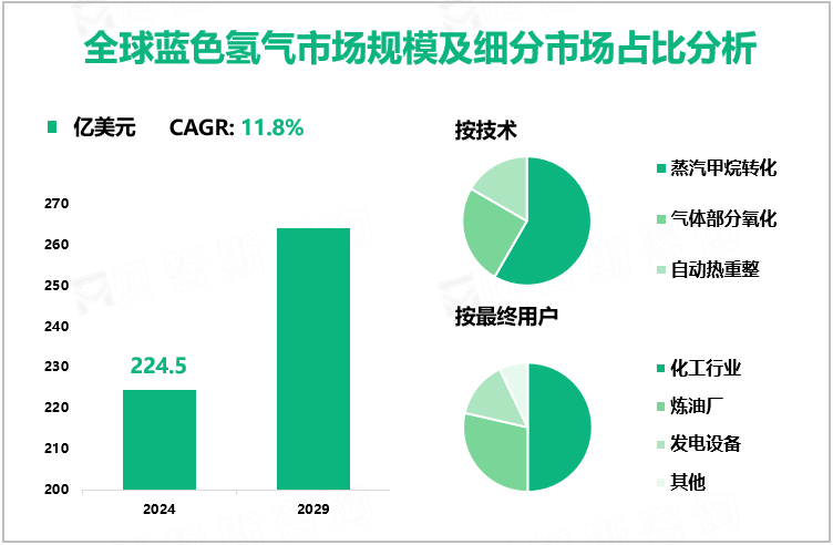 全球蓝色氢气市场规模及细分市场占比分析