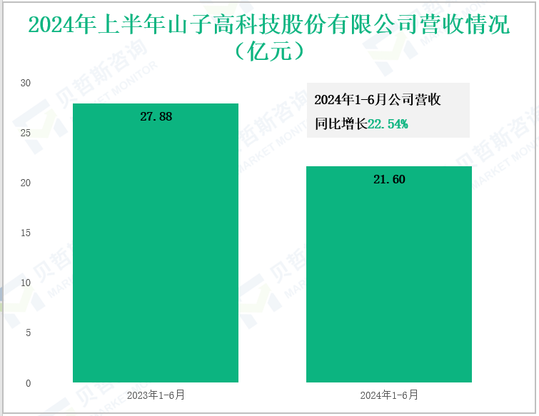2024年上半年山子高科技股份有限公司营收情况(亿元)