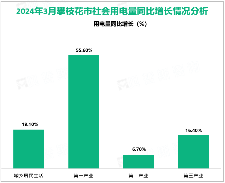 2024年3月攀枝花市社会用电量同比增长情况分析