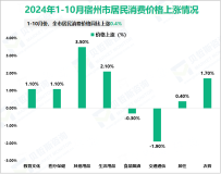 2024年1-10月宿州市规模以上工业增加值同比增长2.5%