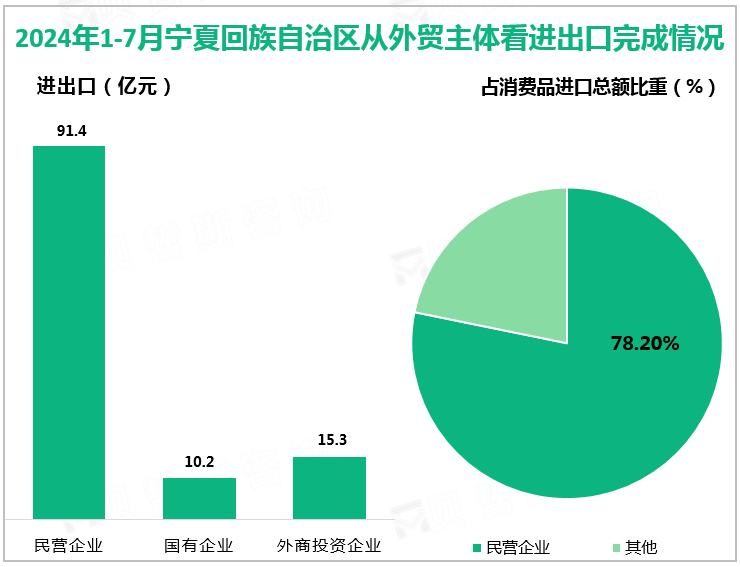 2024年1-7月宁夏回族自治区从外贸主体看进出口完成情况