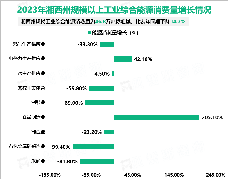 2023年湘西州规模以上工业综合能源消费量增长情况