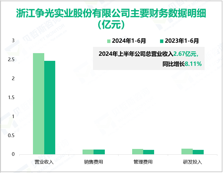 浙江争光实业股份有限公司主要财务数据明细(亿元)