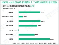 2025年1-10月份赤峰市规模以上工业增加值同比增长9.7%