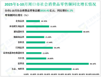 2025年1-10月周口市实现社会消费品零售总额1816.41亿元，同比增长6.1%