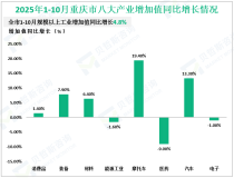2025年1-10月重庆市规模以上工业增加值同比增长4.8%