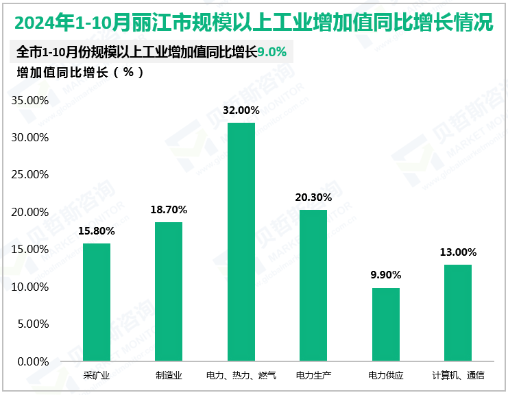 2024年1-10月丽江市规模以上工业增加值同比增长情况