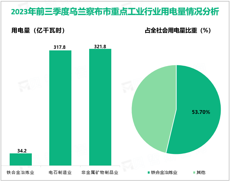 2023年前三季度乌兰察布市重点工业行业用电量情况分析