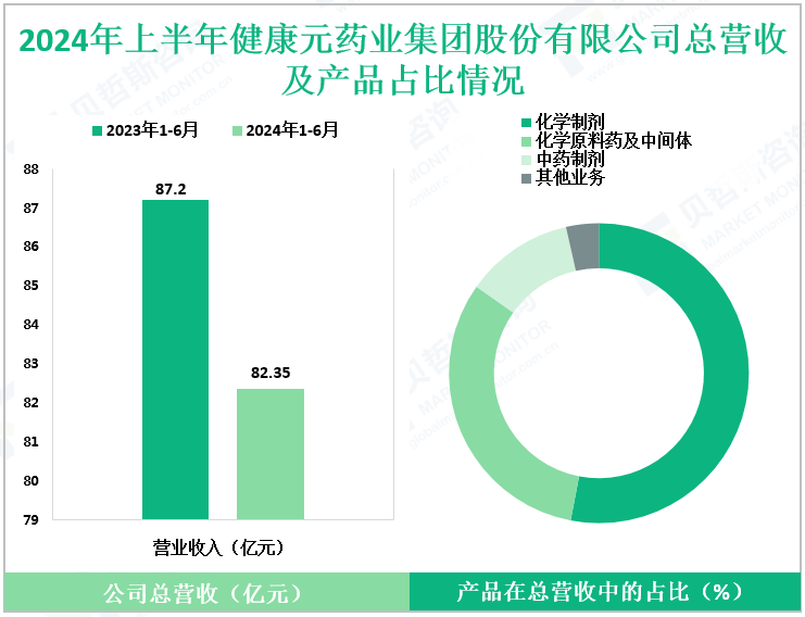 2024年上半年健康元药业集团股份有限公司总营收及产品占比情况