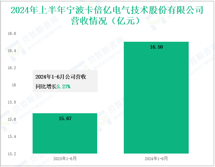 2024年上半年宁波卡倍亿电气技术股份有限公司营收情况(亿元)