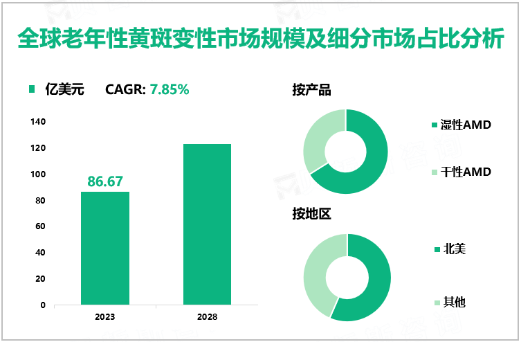 全球老年性黄斑变性市场规模及细分市场占比分析