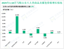 2025年1-10月份马鞍山市限额以上消费品零售额同比增长0.6%