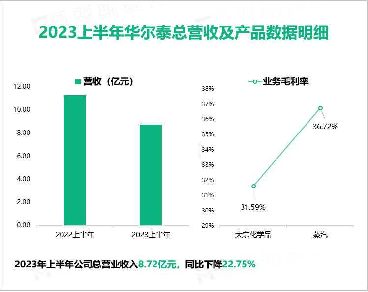 2023上半年华尔泰总营收及产品数据明细