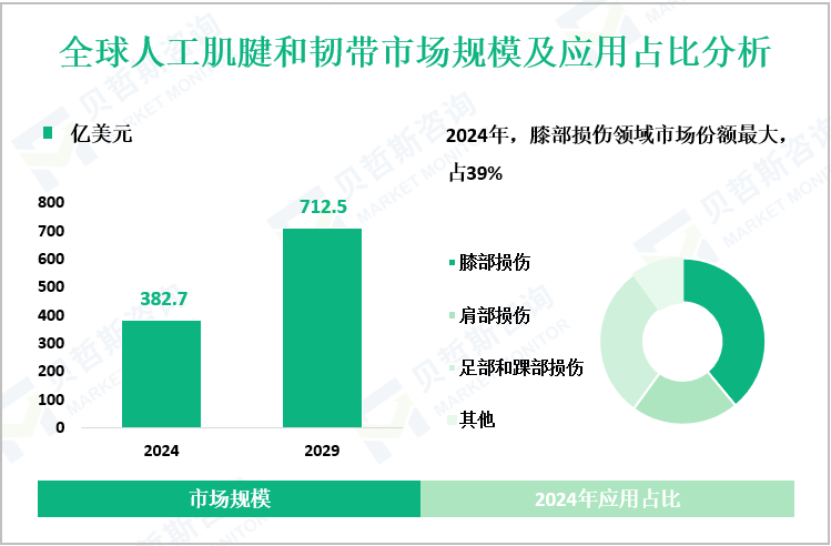 全球人工肌腱和韧带市场规模及应用占比分析