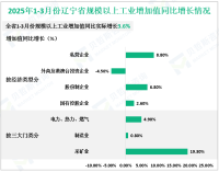 2025年1-3月份辽宁省规模以上工业增加值同比实际增长3.6%