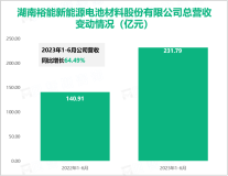 国内主要的锂离子电池正极材料供应商：湖南裕能2023年上半年总营收达231.79亿元