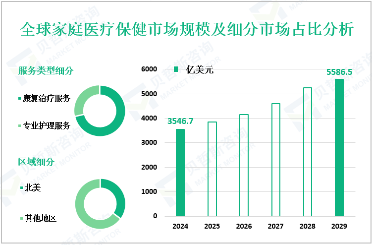 全球家庭医疗保健市场规模及细分市场占比分析