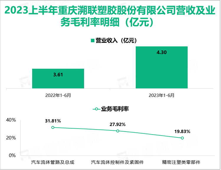 2023上半年重庆溯联塑胶股份有限公司营收及业务毛利率明细（亿元）