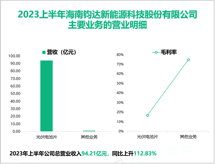 2023上半年海南钧达新能源科技股份有限公司 主要业务的营业明细