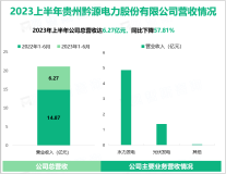 2023年上半年黔源电力发电收入及经营利润减少，导致总营收同比下降57.81%