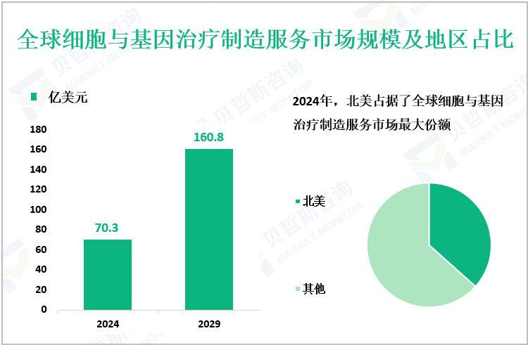 全球细胞与基因治疗制造服务市场规模及地区占比