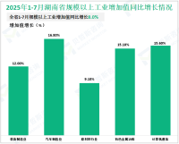 2025年1-7月湖南省规模以上工业增加值同比增长8.0%