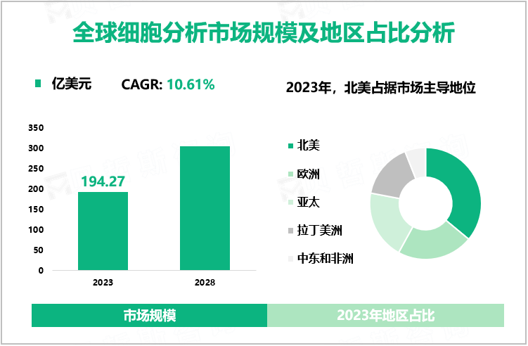 全球细胞分析市场规模及地区占比分析