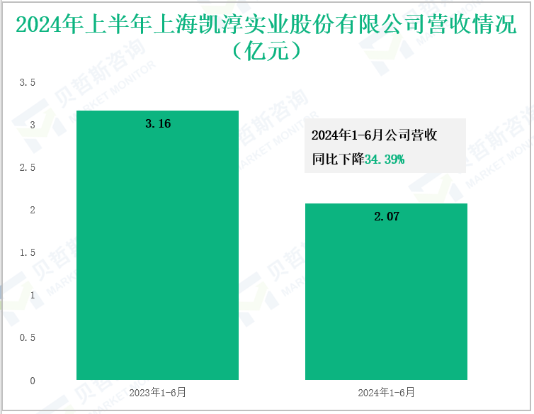 2024年上半年上海凯淳实业股份有限公司营收情况(亿元)