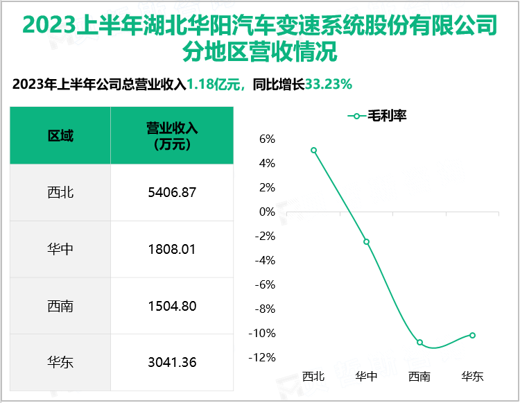 2023上半年湖北华阳汽车变速系统股份有限公司分地区营收情况