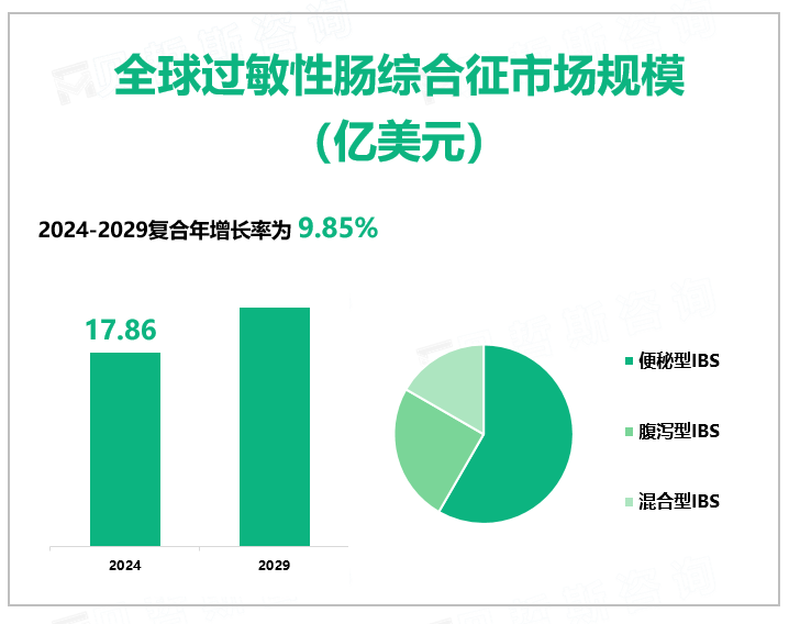 全球过敏性肠综合征市场规模 （亿美元）