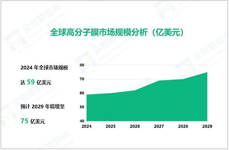 全球高分子膜市场规模分析（亿美元）