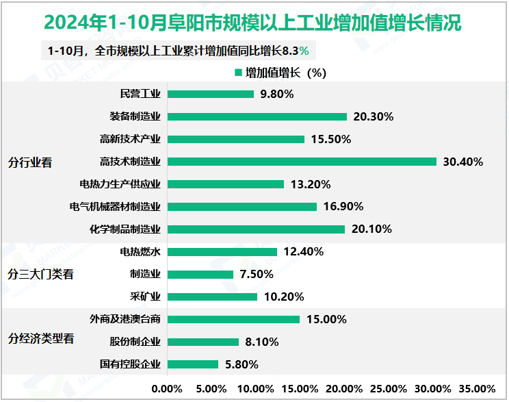 2024年1-10月阜阳市规模以上工业增加值增长情况