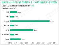 2025年1-10月份云南省规模以上工业增加值同比增长3.6%