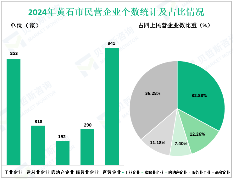2024年黄石市民营企业个数统计及占比情况