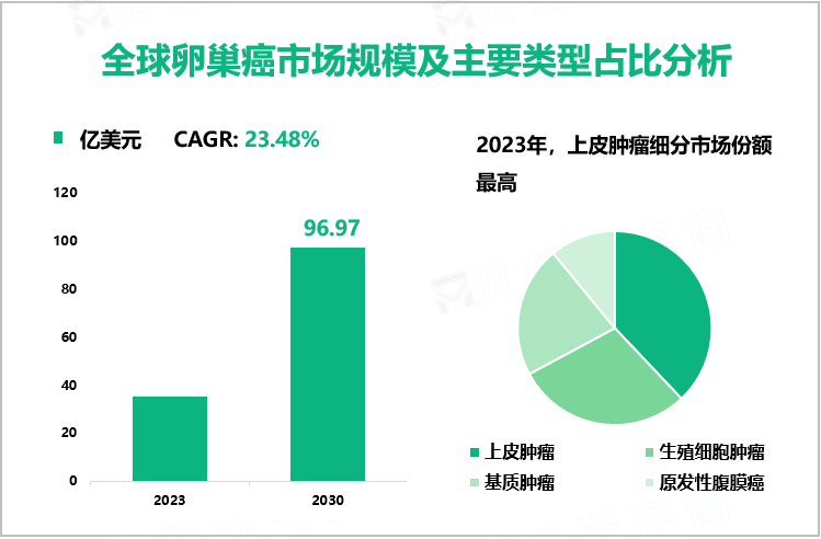 全球卵巢癌市场规模及主要类型占比分析