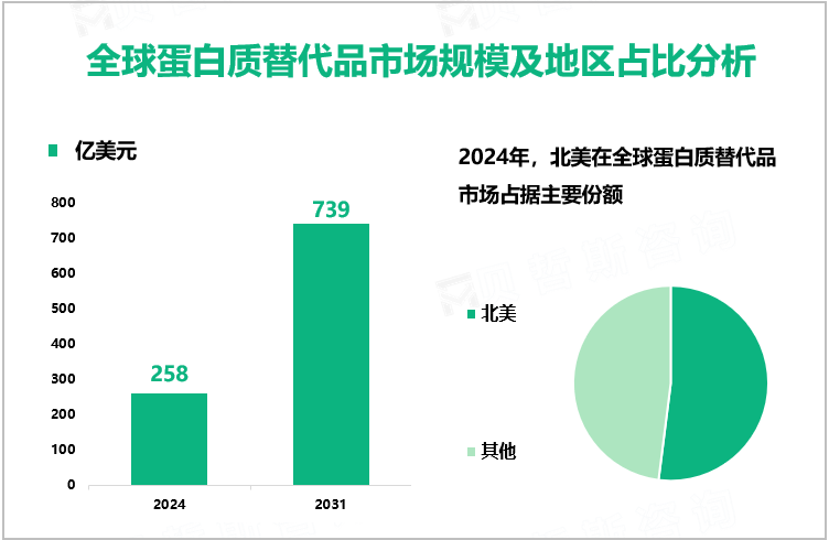 全球蛋白质替代品市场规模及地区占比分析