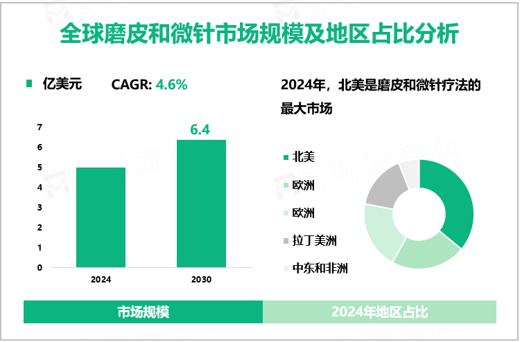 全球磨皮和微针市场规模及地区占比分析