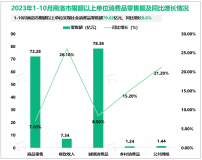 2023年1-10月商洛市限额以上单位实现社会消费品零售额79.62亿元，同比增长8.6%