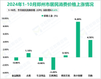 2024年1-10月郑州市社会消费品零售总额4873.2亿元，同比增长4.3%