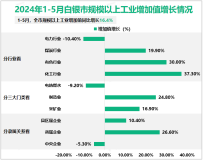 2024年1-5月白银市规模以上工业增加值同比增长16.4%