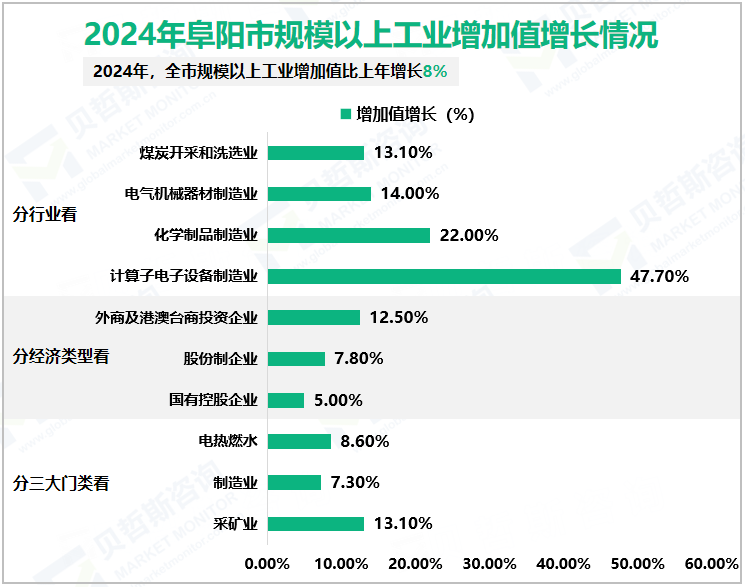 2024年阜阳市规模以上工业增加值增长情况