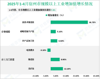 2025年1-4月宿州市规模以上工业增加值同比增长7.4%