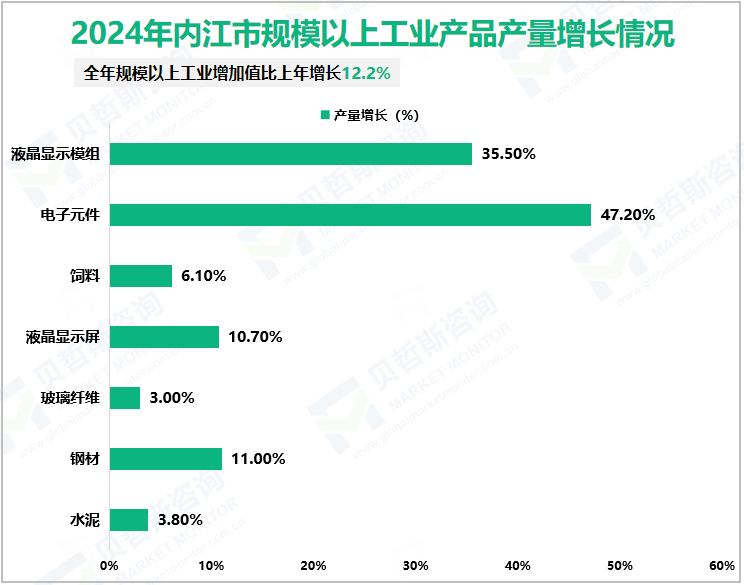 2024年内江市规模以上工业产品产量增长情况