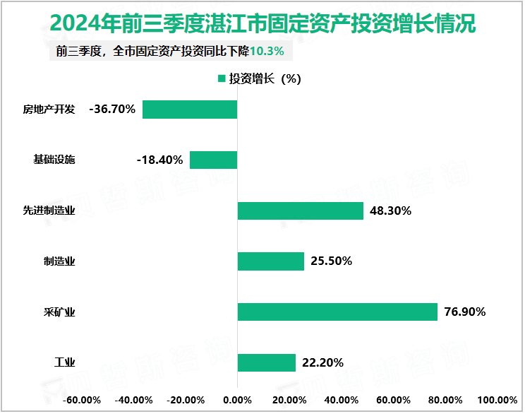 2024年前三季度湛江市固定资产投资增长情况